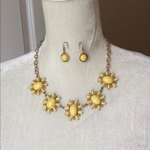 Sunshine Yellow Statement Necklace Earring Set